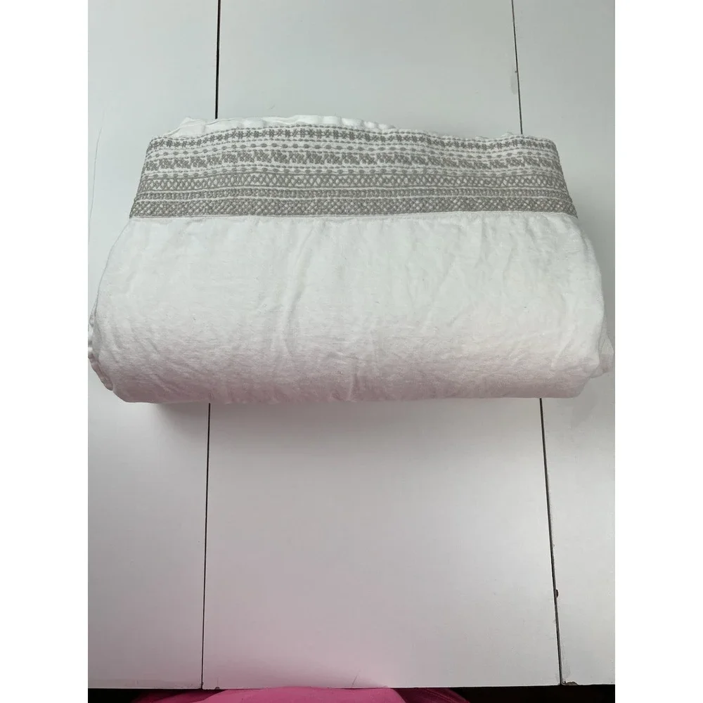 Restoration Hardware MILOU EMBROIDERED  LINEN Queen Sheet Set w/ 1 Standard Sham